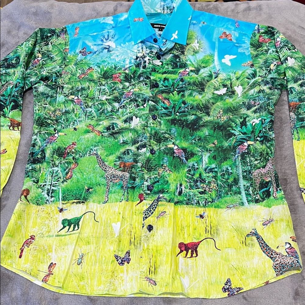 Jared Lang Tropical animal multicolor Shirt , like new 10/10